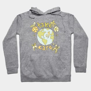 take care spread peace and love all over the earth // art by surfy birdy Hoodie